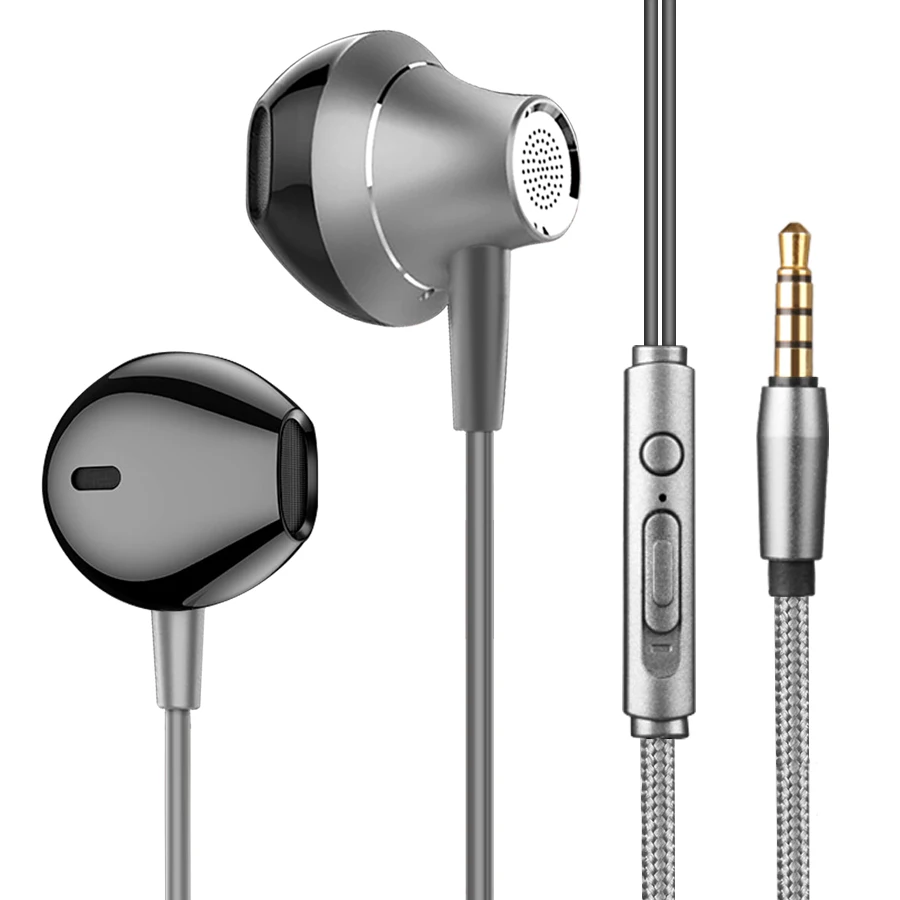 LOPPO HD4 профессиональные наушники-вкладыши металлические басы HiFi музыкальные наушники с микрофоном для xiaomi iPhone 5 6 se проводные наушники - Цвет: Metal earbuds gray