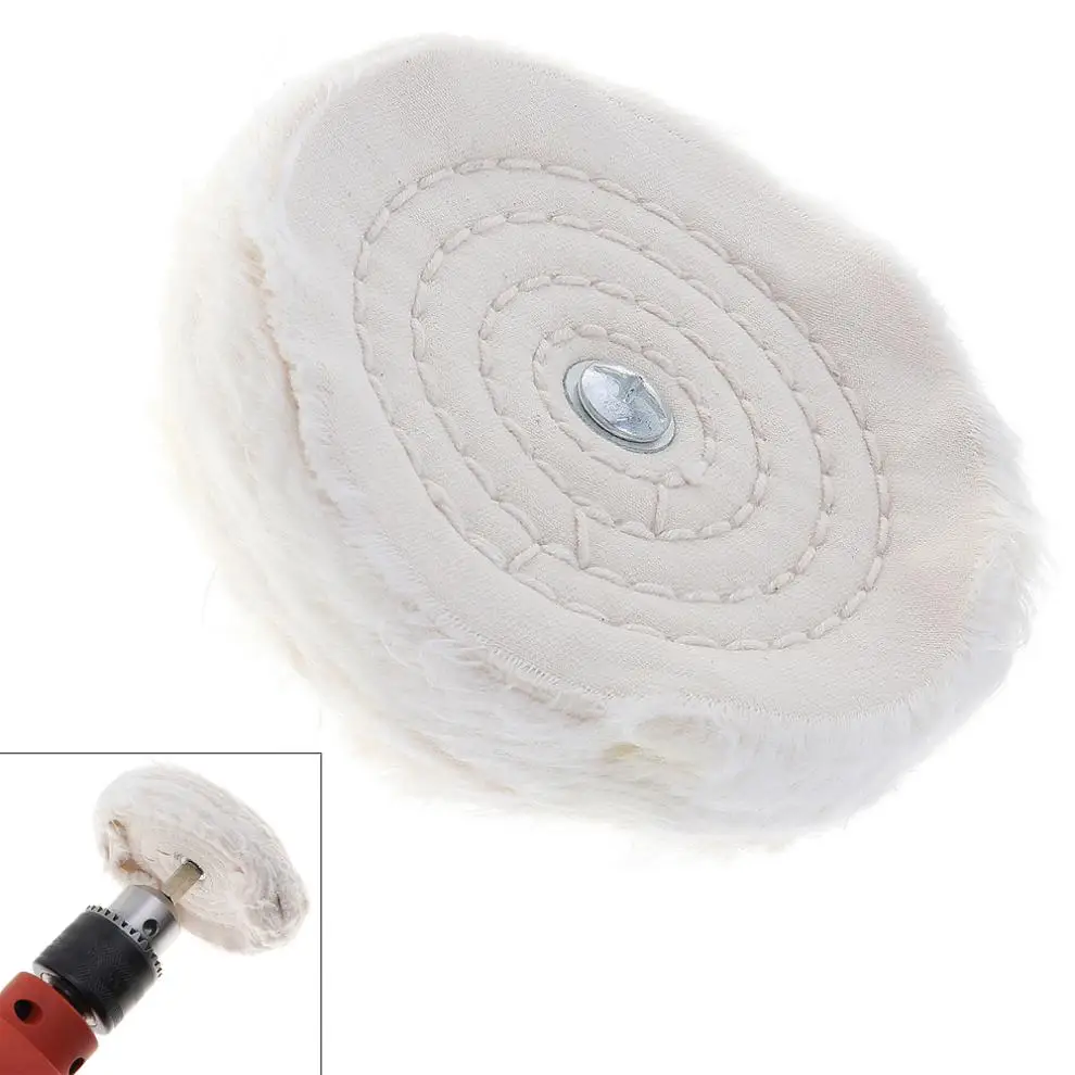 

T-shaped White Cloth Polishing Wheel Mirror Polishing Buffer Cotton Pad with 6mm Shank Diameter for Surface Polishing / Grinding