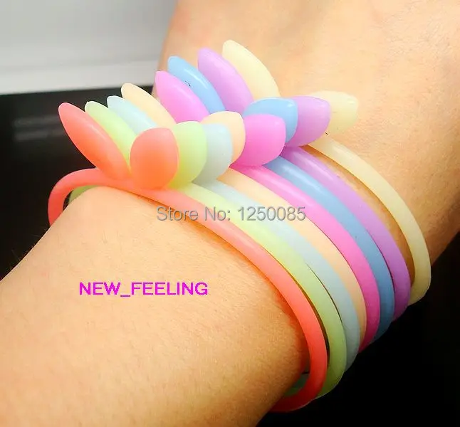 100 шт./лот Смешанные цвета Кролик Earr дизайн Ночная флуоресценция растягивающийся