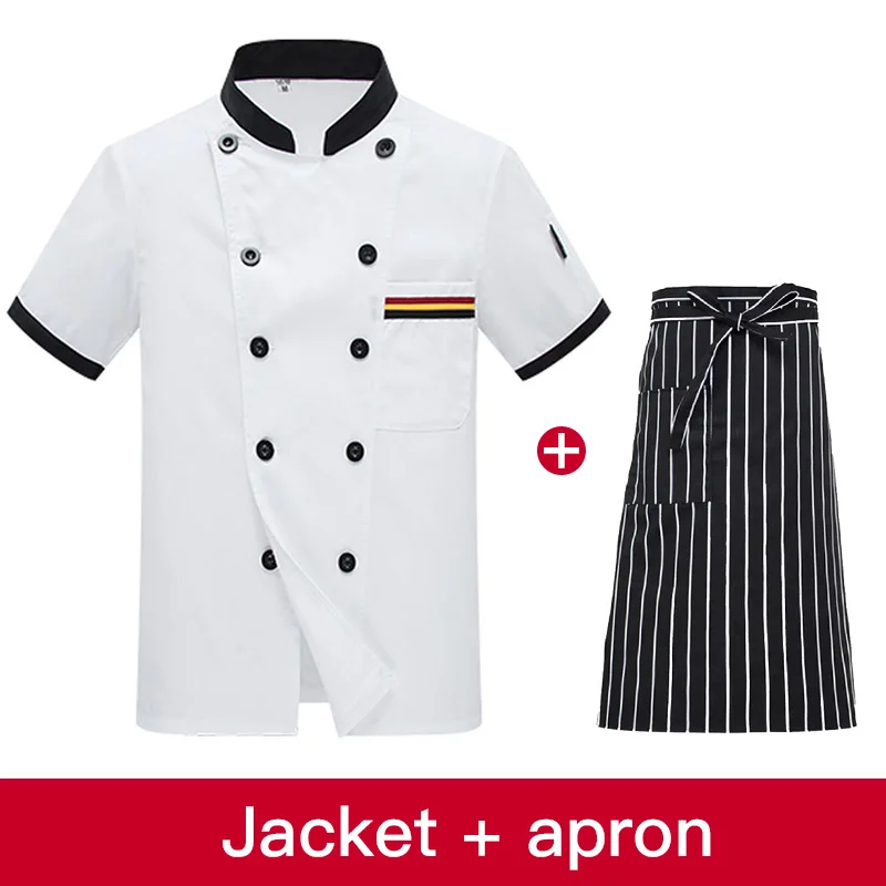 jacket apron Унисекс Кухня шеф-повар Ресторан повара рубашка Услуги хлебобулочные изделия из дышащего материала двубортная шеф-повар платье шеф-повар куртка фартук - Цвет: jacket apron