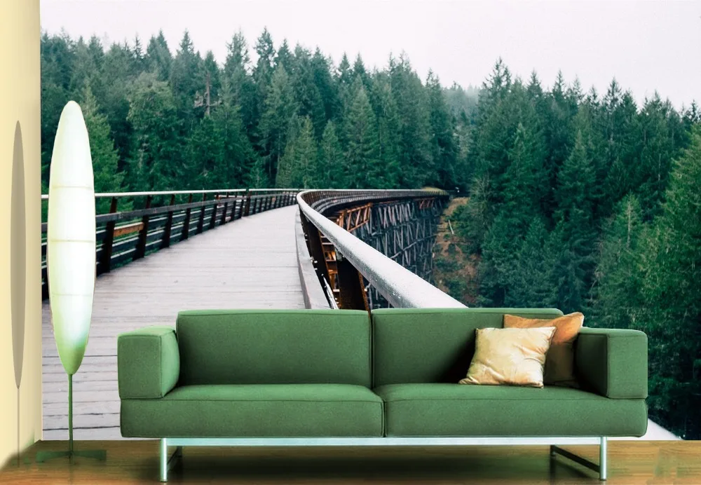 

[Self-Adhesive] 3D Green Trees Promenade Landscape 25 Wall Paper mural Wall Print Decal Wall Murals