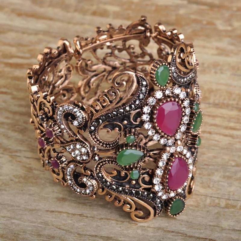 Супер Большой ExaggerateTurkish Имитация Смола Женщины Браслеты Богемия Стиль Индийский