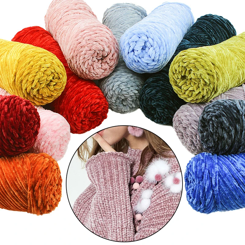 Gold Velvet Yarn Roving Scarf Knit Wool Yarn Warm Sweater Hat Household Handmade DIY Woven Knitting Supplies