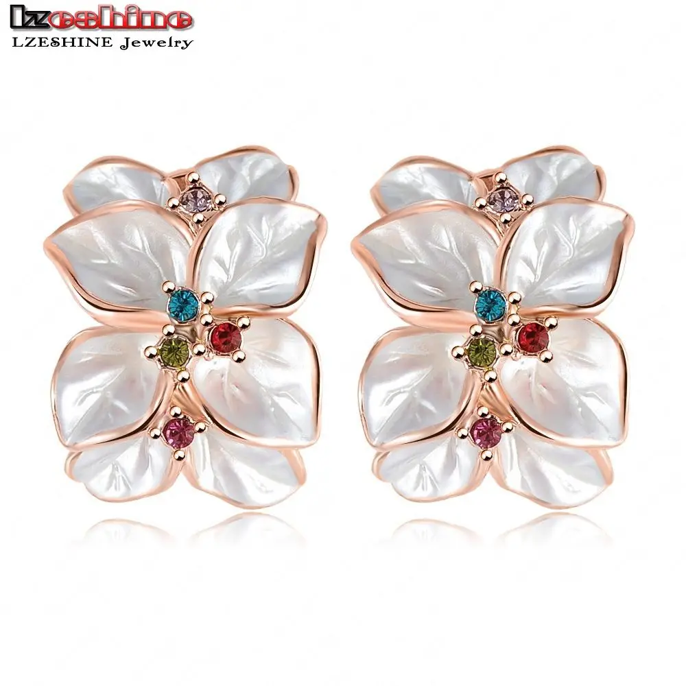 LZESHINE Свадебные украшения женские серьги Bijoux розовое золото цвет настоящие