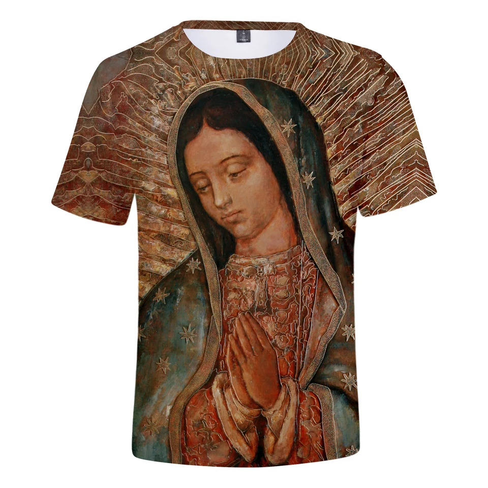 Our Lady of Guadalupe 2018 летние футболки с 3D принтом женские/мужские модные коротким