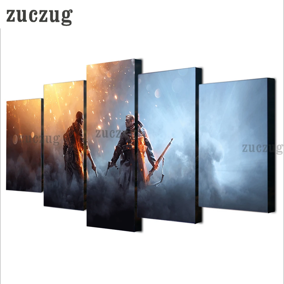 Unframed 5 шт. HD с принтом игры Battlefield два солдата стены Книги по искусству Картина на