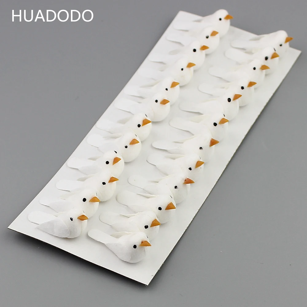 HUADODO 24 шт. мини Белая Пена Искусственные Птицы для миниатюрного сада дома Скрапбукинг Рождественские украшения