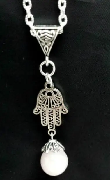 Кисточка Жемчужный Камень Besd Винтажный серебряный Хамса ручной чокер ожерелье