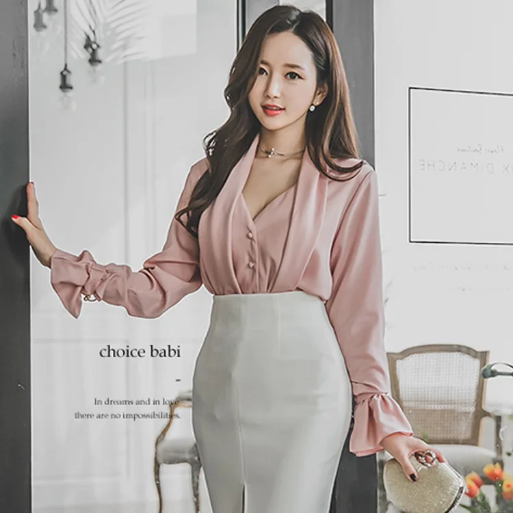 Женское облегающее платье карандаш с длинным рукавом розовое или белое