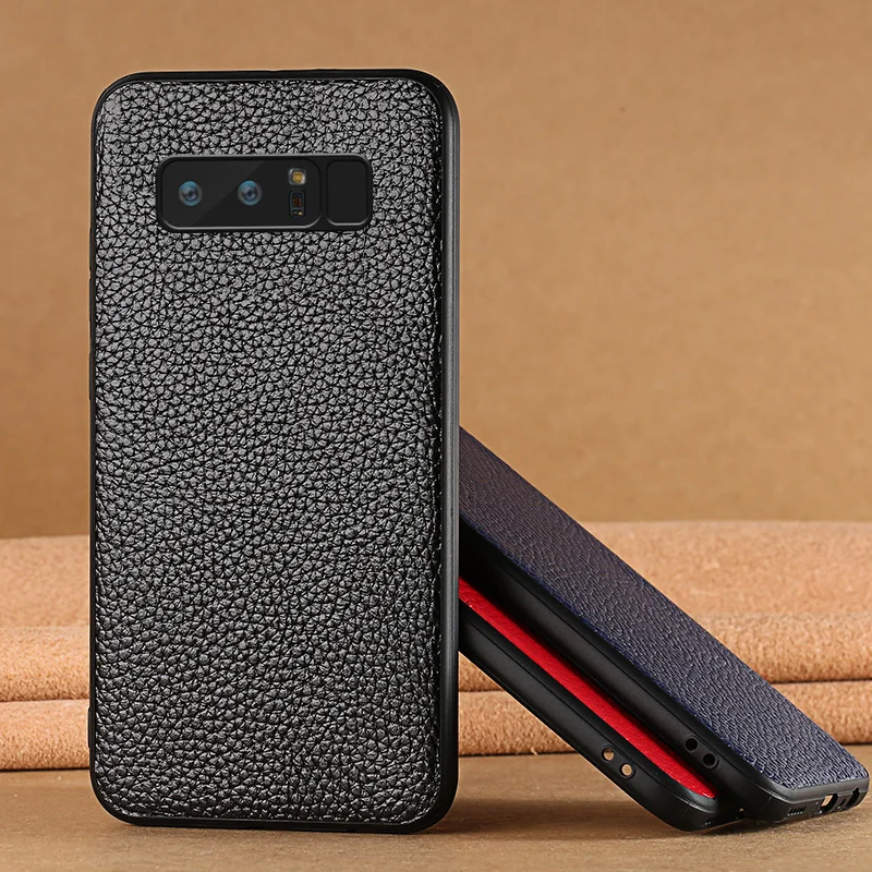 Чехол из натуральной кожи для Samsung S7 S8 S9 Plus Note 8 9 чехол с текстурой личи задняя
