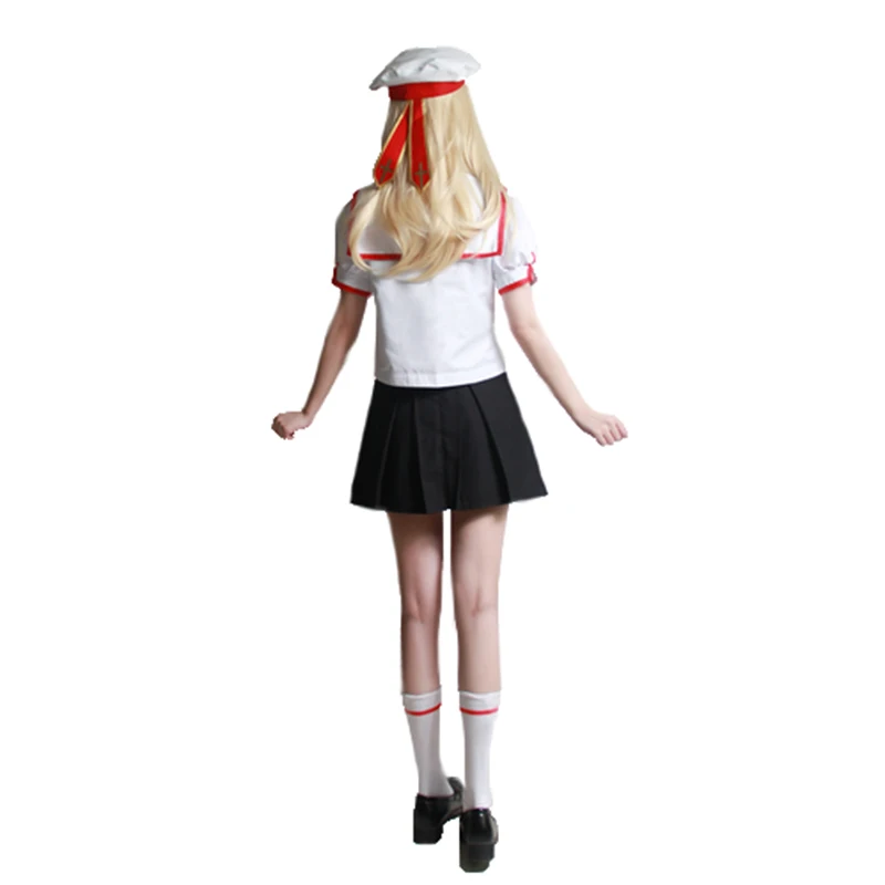 Fate/kaleid liner Prisma Illya Illyasviel von Einzbern Miyu Edelfelt summer school uniform Cosplay Costume with hat and socks |