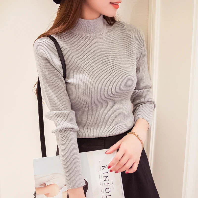 Knitted Turtleneck Sweater Women 2017 New Fashion Autumn Winter Long Sweaters Tops Women's Casual Crochet Turtlenecks | Женская