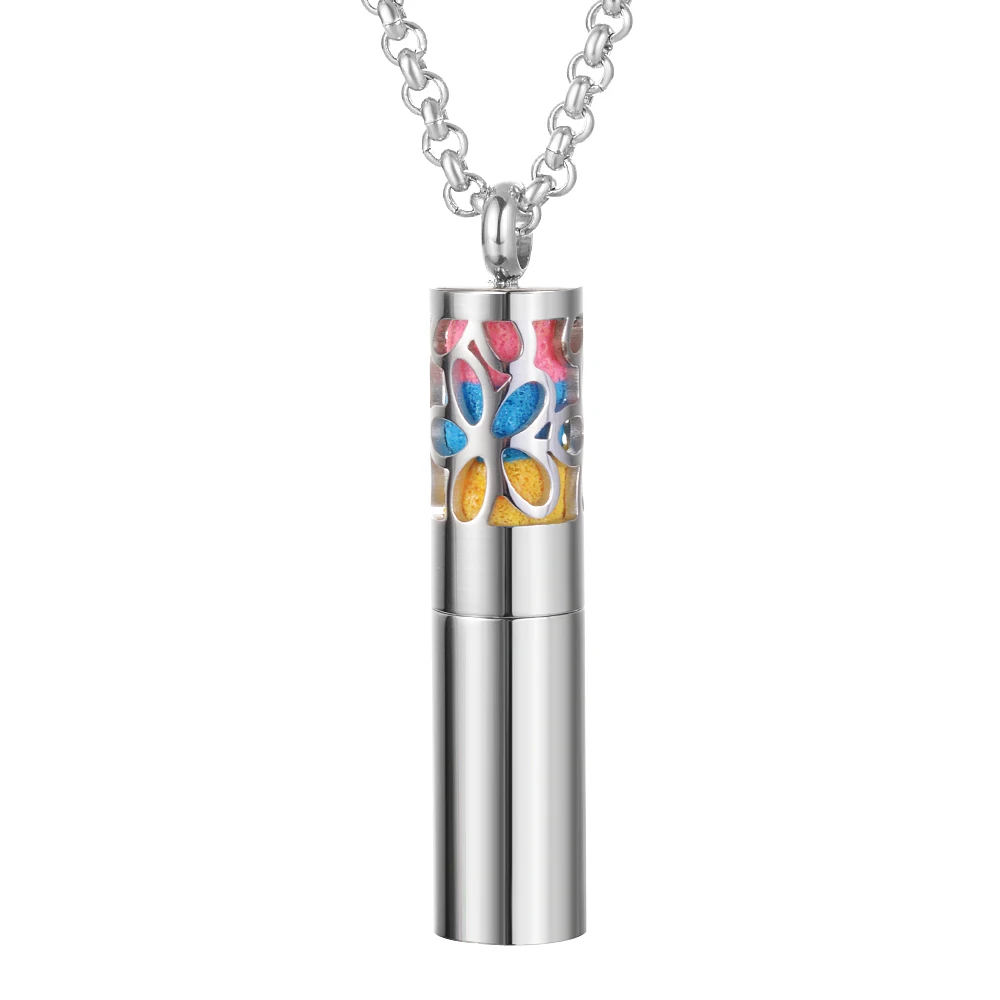 Silver J Черный/серебристый Essentail масляный диффузор Цепочки и ожерелья с обойтись и контейнер 2-в-1 Нержавеющая сталь Подвеска для ароматерапии медальон - Окраска металла: Silver J