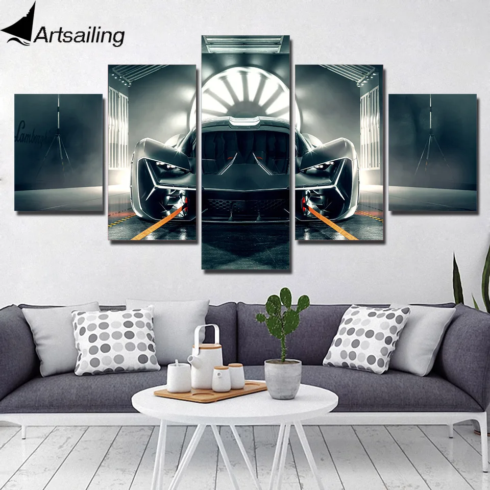 

Modular Poster HD Prints Home Decor 5 Pieces Luxury Racing Car Canvas Paintings Wall Art Pictures