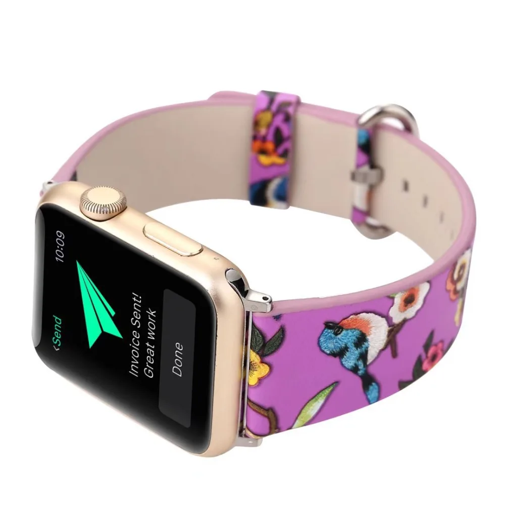 2018 группа цветы ремешок для apple watch 42 мм/38 мм из натуральной кожи запястье браслет