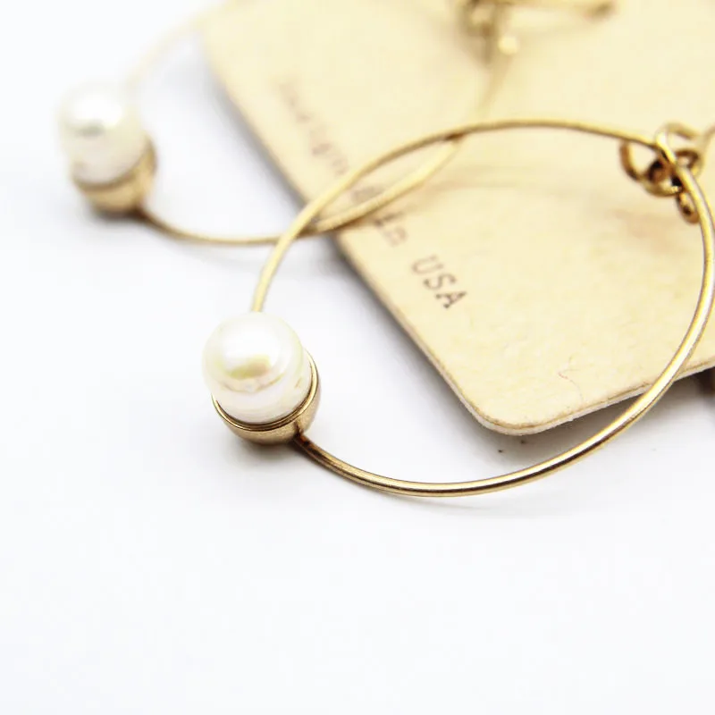 Ювелирные изделия золотой круг White Pearl болтались серьги моды ювелирные оптом