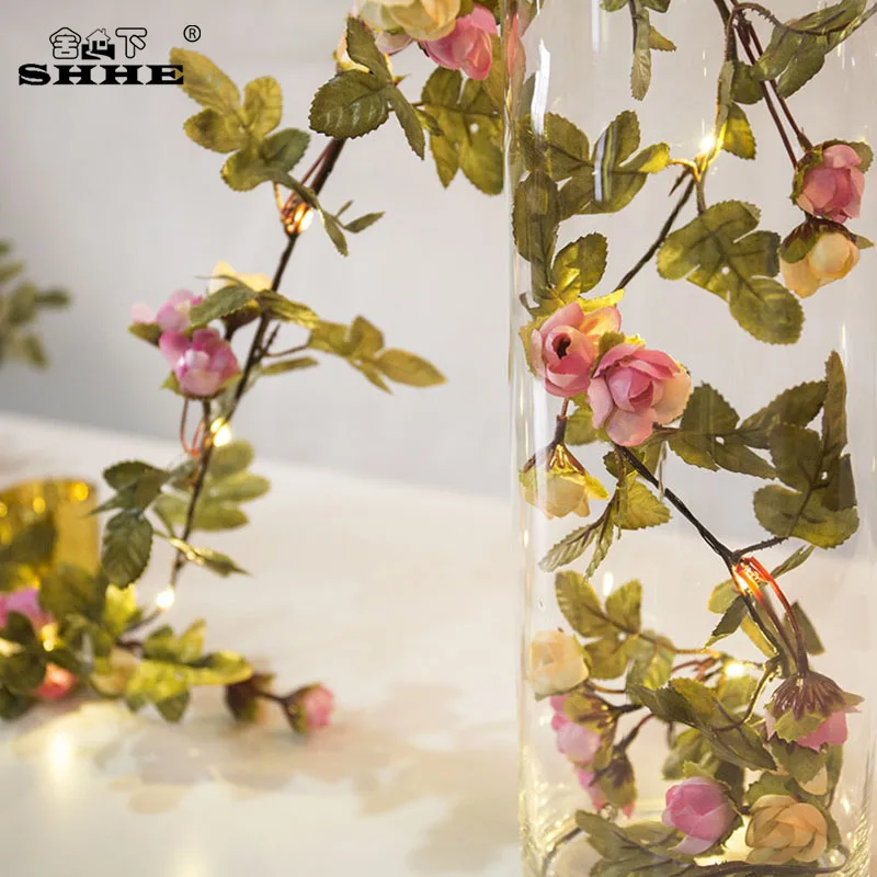 20 светодиодный s цветок лист гирлянды батареи работают Медь гирлянда на