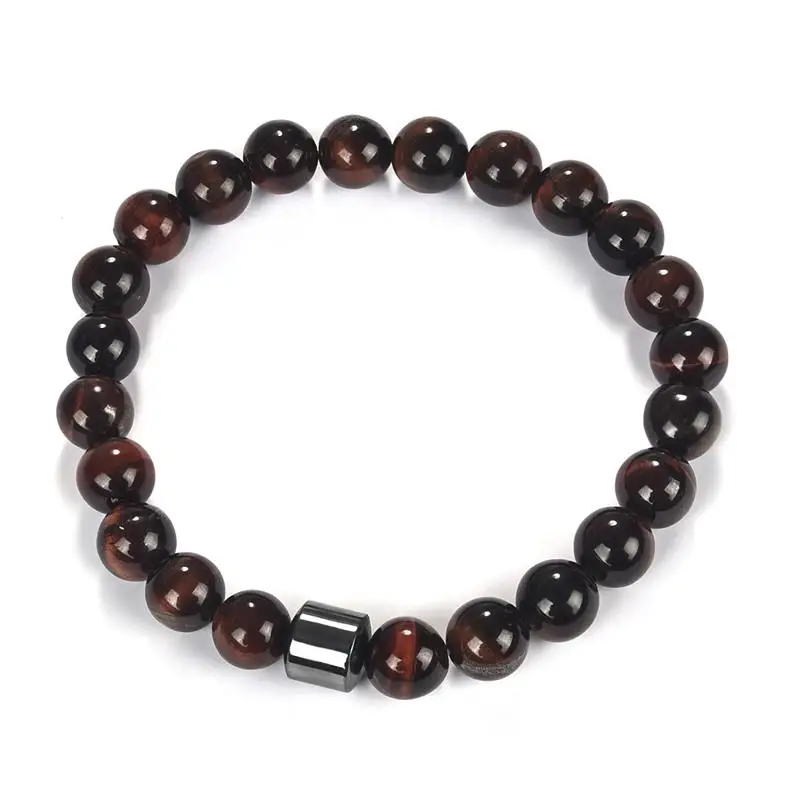 8 Tiger Eye Stone Jiayiqi 8 мм бусины натуральный камень браслет для мужчин счастливый подарок для женщин ювелирные изделия 18 см - Окраска металла: 8 Tiger Eye Stone