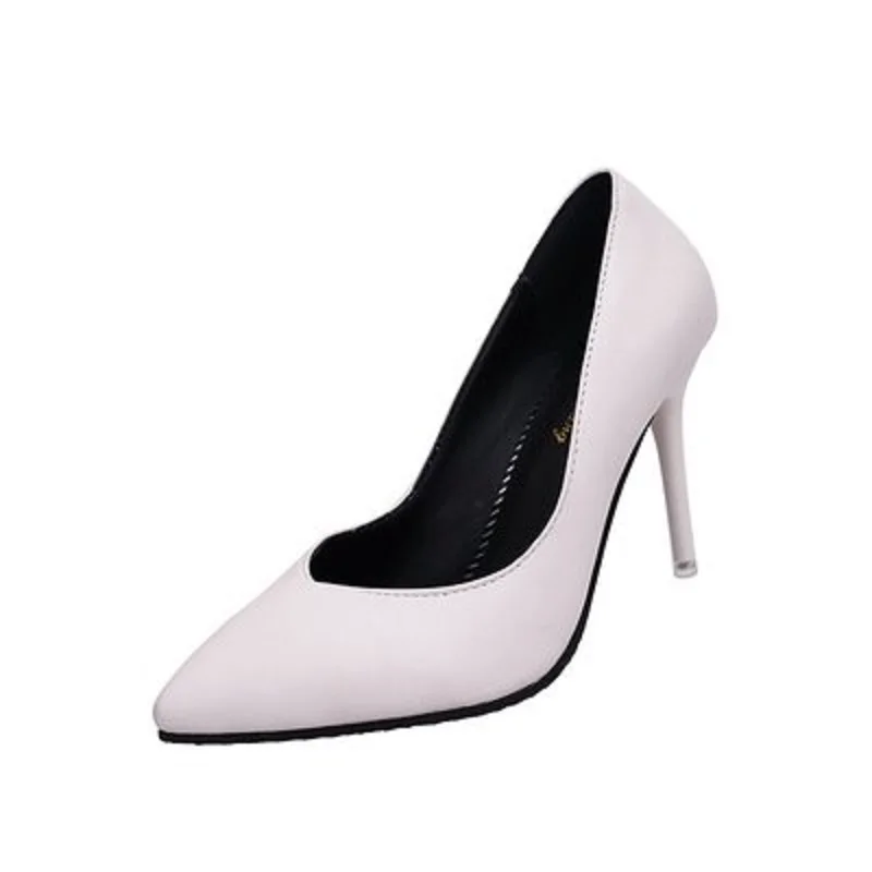 2018 new European and American pointed high heels women fine with shallow mouth sexy black matte soft shoes | Обувь
