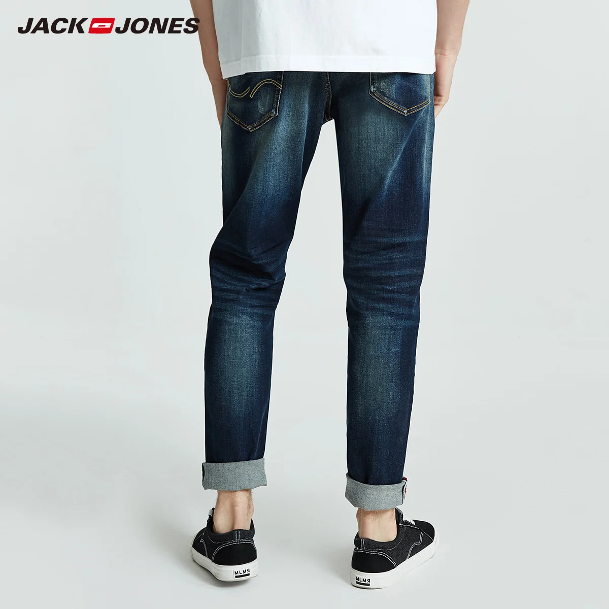 Jack Jones мужские хлопковые однотонные прямые байкерские джинсы мужские потертые джинсы мужские | 218332558