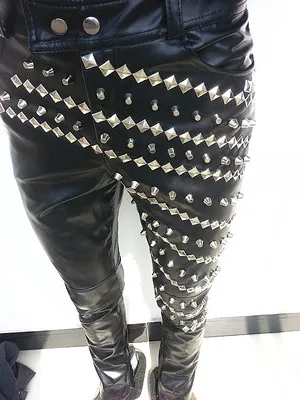 Trousers 1 Мужская Группа Rock Drum, для мужчин и женщин, певец, DJ, для взрослых, шоу, куртка с заклепками, в стиле панк, из искусственной кожи, пальто с кисточками, топы для мальчиков, мужские костюмы для шоу - Цвет: Trousers 1