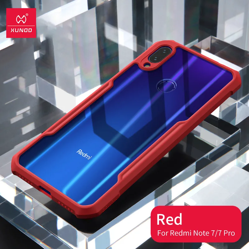 Red XUNDD Чехол для xiaomi Redmi Note 7 Чехол 7 Pro прозрачный акриловый+ ТПУ чехол для телефона xiaomi K20 Pro mi 9 чехол T Pro кольцо защитный чехол - Цвет: Red