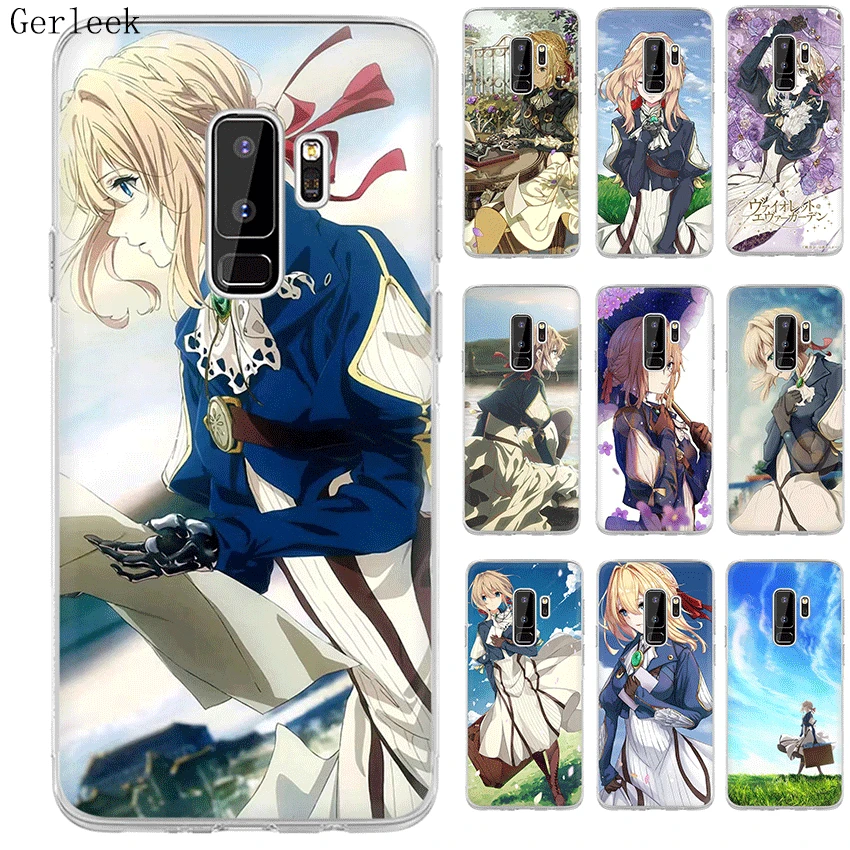 Чехол для Samsung Galaxy A3 A5 A6 A8 Plus 2015 2016 2017 2018 аниме фиолетовый Evergarden|Чехлы-накладки| |