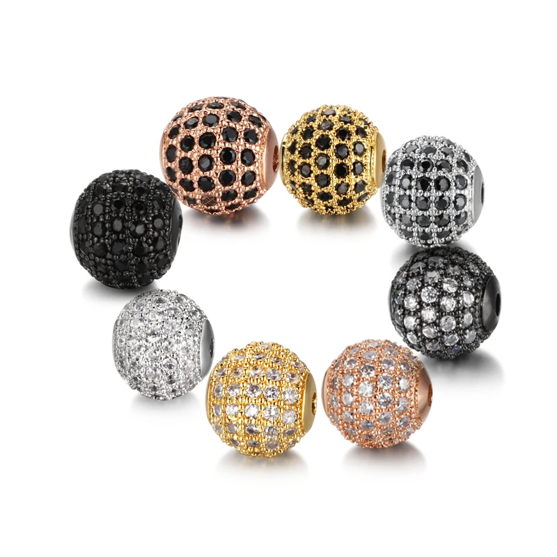 2 шт./лот циркон медь DIY круглый шарик разъем для Подвеска браслета ожерелья