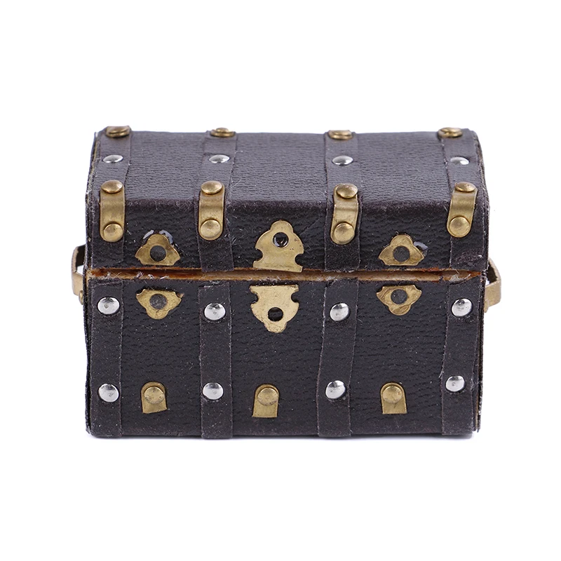 Vintage Wood Case with Leather and Golden Holder Dollhouse Furniture Accessories 1:12 Miniature Treasure Chest | Игрушки и хобби