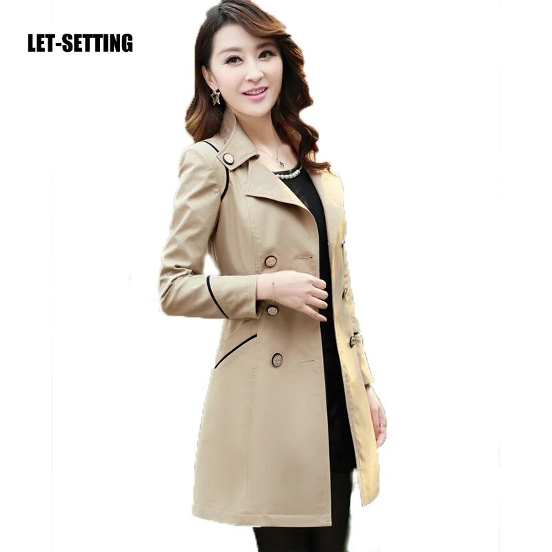 

Autumn coat large size women's Korean version of multi-colored double-breasted jacket fashion Slim thin coat Women LET-SETTING