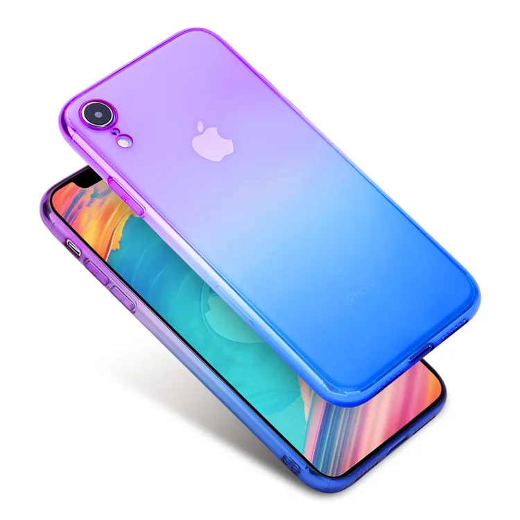 XS градиентные цветные чехлы для iPhone XR Plus чехол противоударный прозрачный