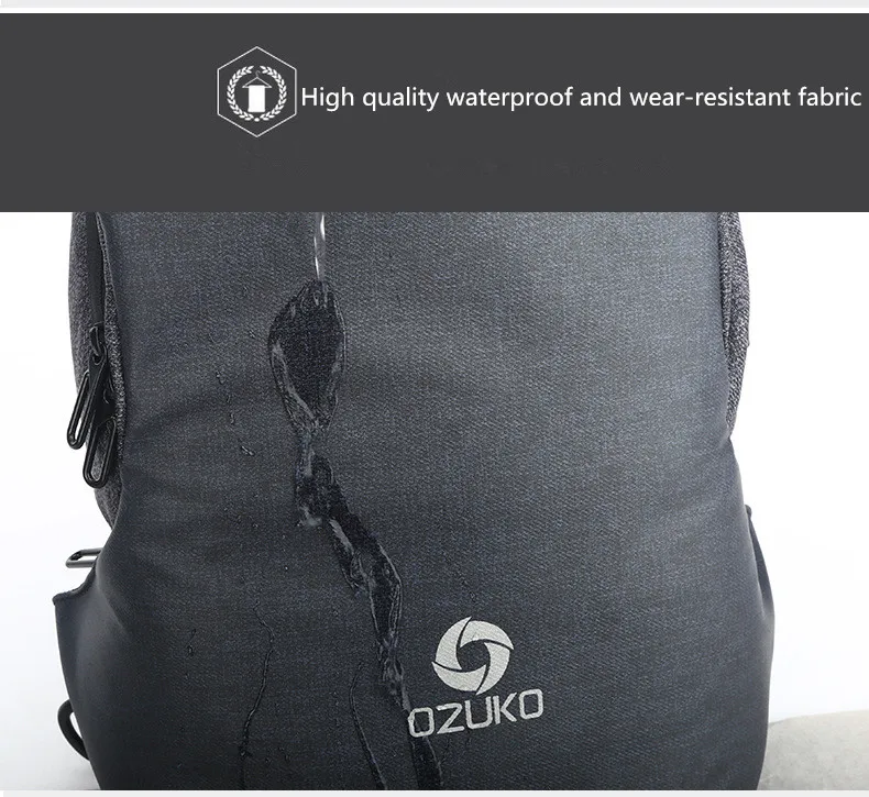 OZUKO Multifunction Shoulder Crossbody Bag Waterproof Messenger Bags Chest Pack Men Fashion Male Chest Bags USB Charging Travel