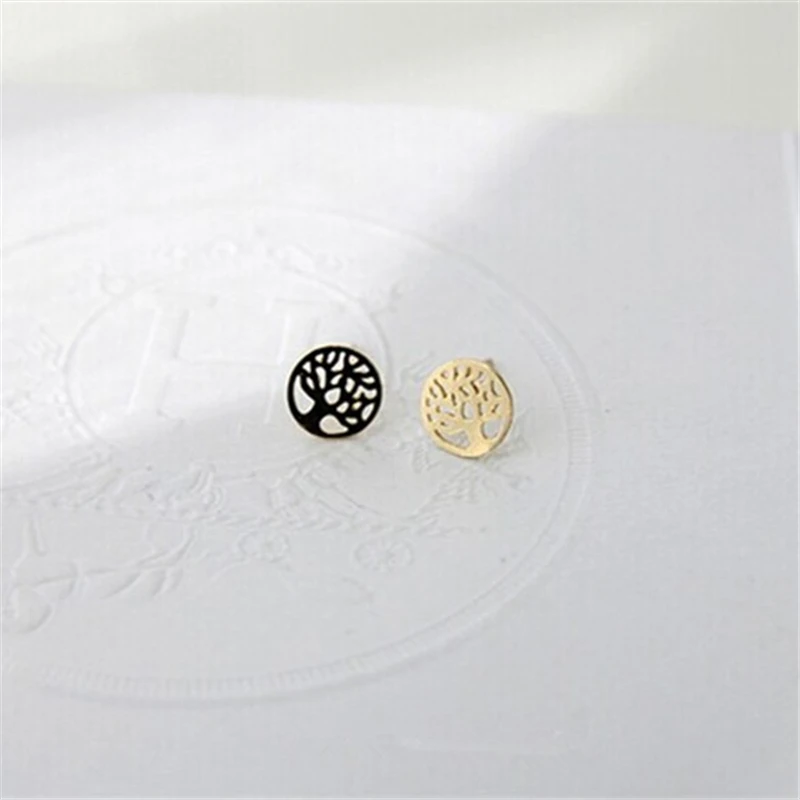 10 шт./лот Модные полые серьги с деревом ювелирные изделия дерево в круге Древо