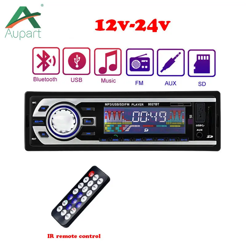 A Radio-12V 1 Din радио Bluetooth автомобиля 12 V-24 V SD MP3 плеер в машине автомагнитолы Авто аудио стерео Карро автомобильное зарядное устройство с Зарядное устройство автомобильный радиоприемник - Цвет: A Radio-12V