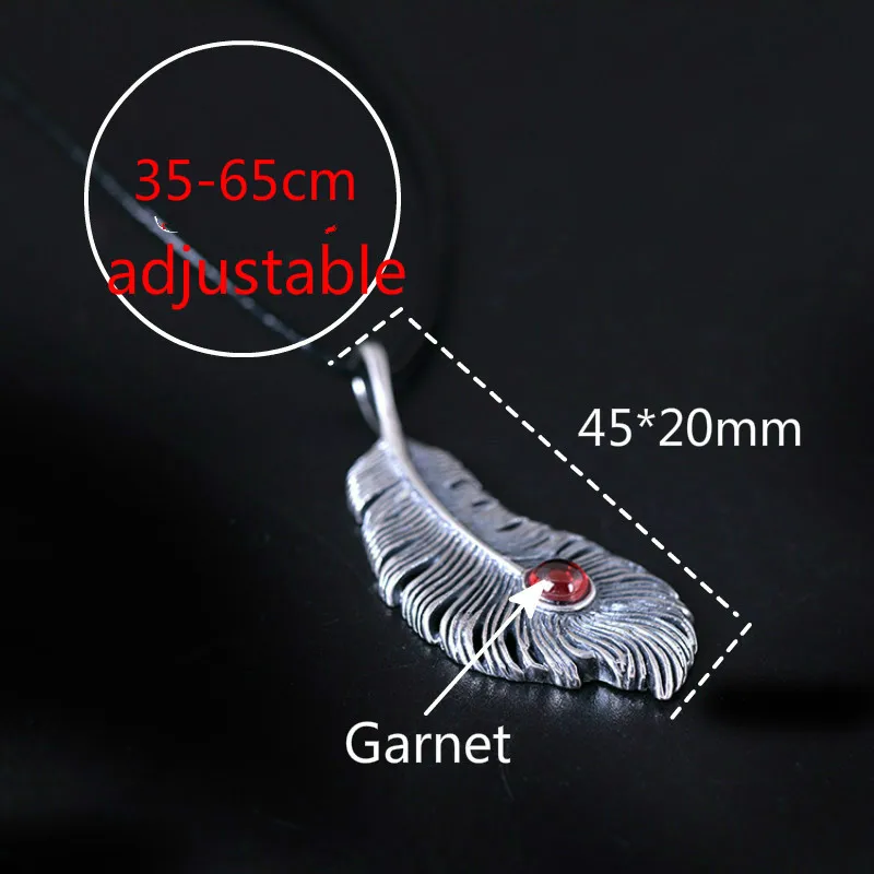 Длинные ожерелья и подвески из стерлингового серебра 925 пробы с перьями гранатом