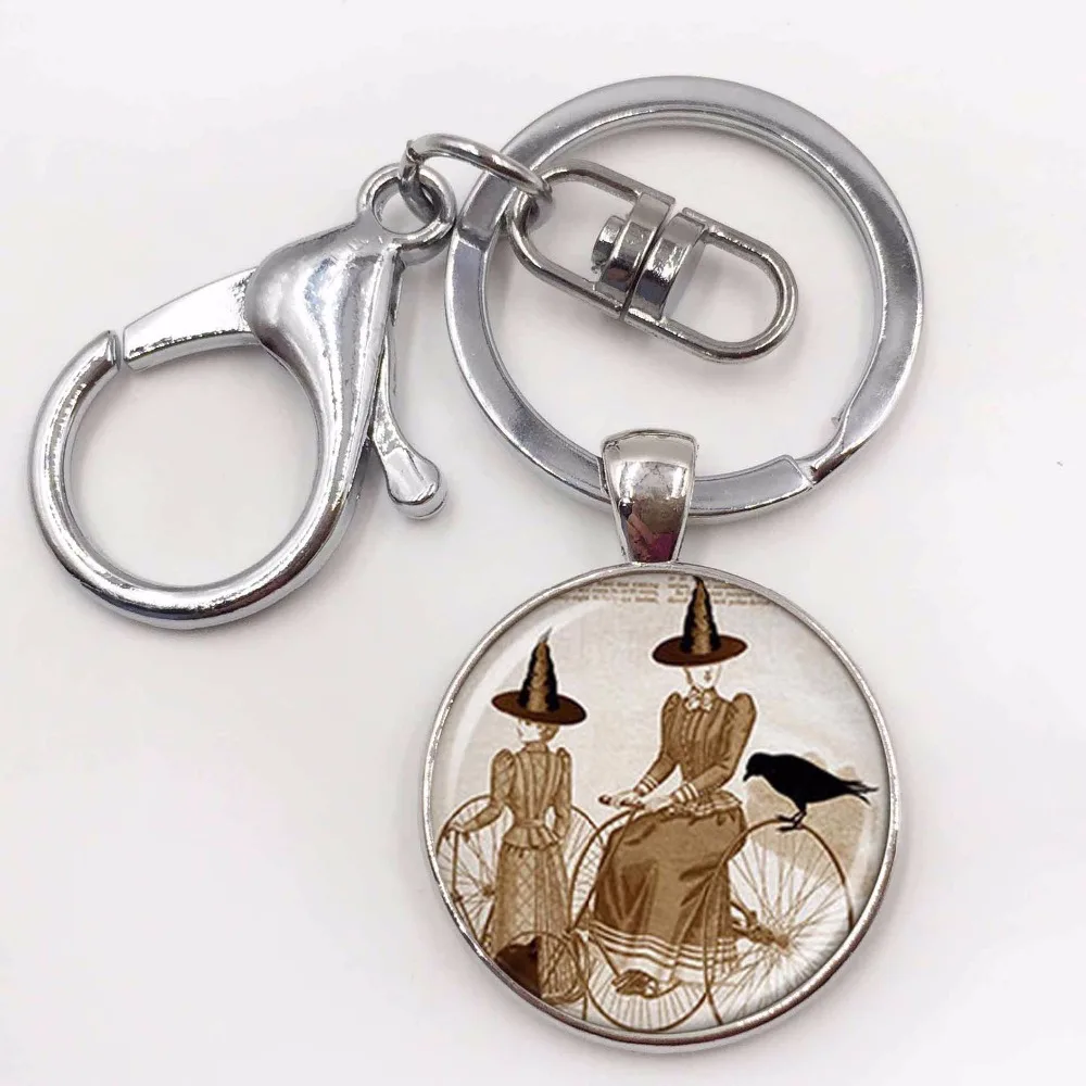 Wholesale Glass Dome cabochon new fashion hot bicycle witch halloween pendant necklace glass dome jewelry for men women | Украшения и