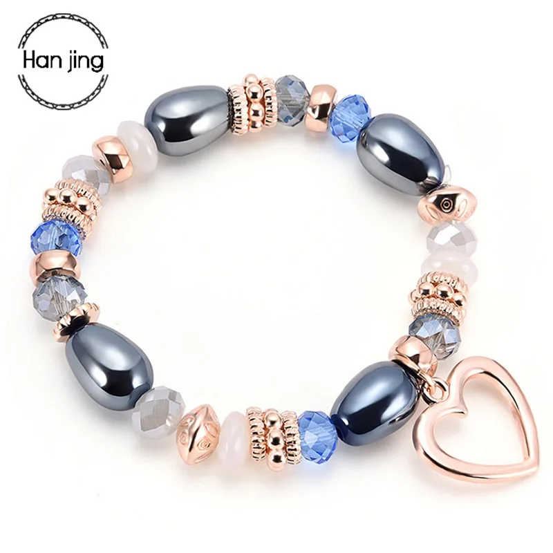 

hangjing bohe bohemian unique trendy 2019 woman cute charm heart seed bead bracelet set adjustable Wristband Gift pulseira femi