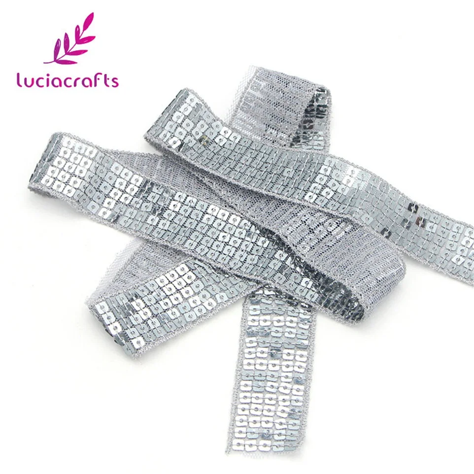 Lucia crafts 1 ярд/лот Блестки Бисероплетение отделка Кружева Spangle ленты DIY ручной работы шитье головной убор свадебное украшение R0803