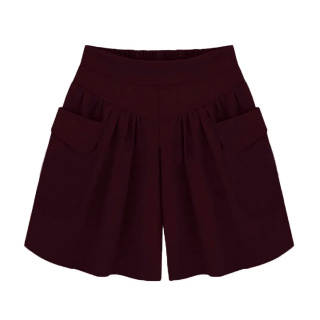 Wine Red M-6XL шорты женские 8 цветов плюс размер шорты с короткие брюки с карманами женские летние шорты крутые korte broek dames короткие женские шорты - Цвет: Wine Red
