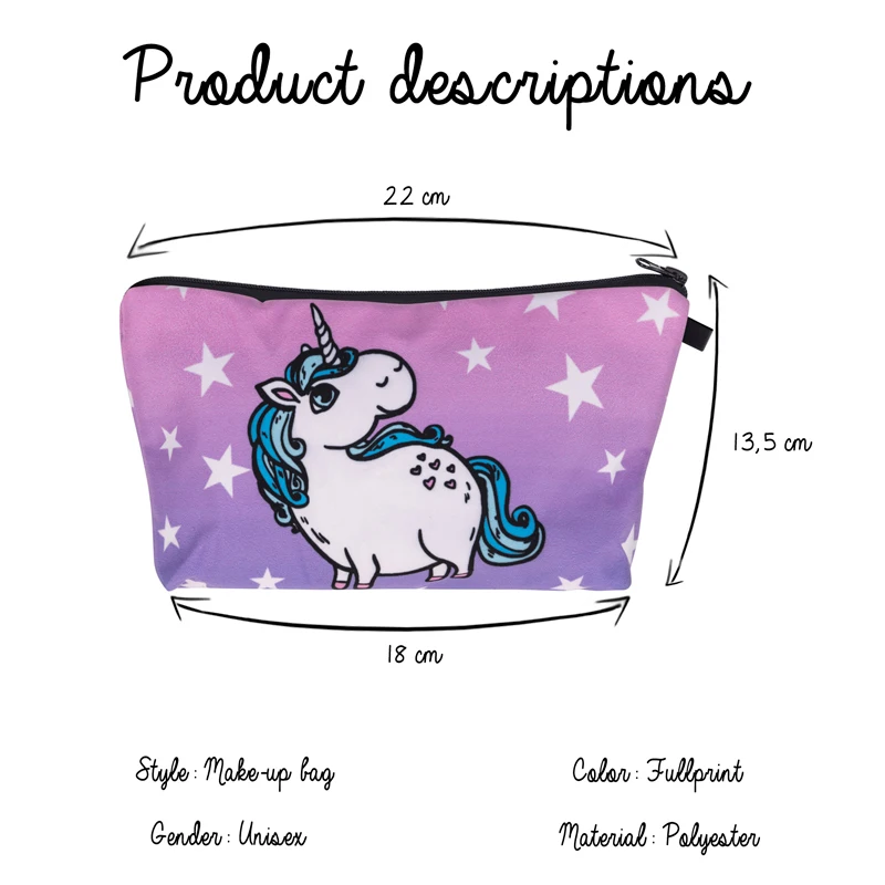 Женская косметичка Jom Tokoy с 3D принтом единорог для путешествий|cosmetic pouch|cosmetic bag
