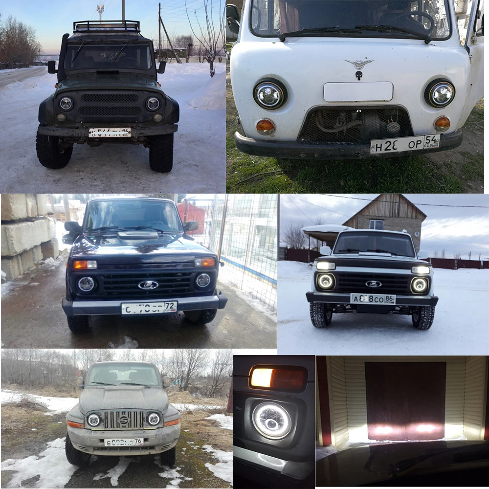 CO LIGHT 7Inch Round Led Headlight 12V 50W with Angel Eye Turn Signal Lights for 97-15 Jeep Wrangler Toyota Lada Car styling | Автомобили