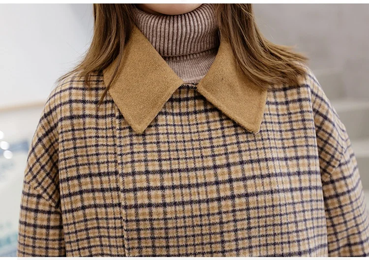 Женское зимнее шерстяное пальто с длинным рукавом длинное облегающее большого