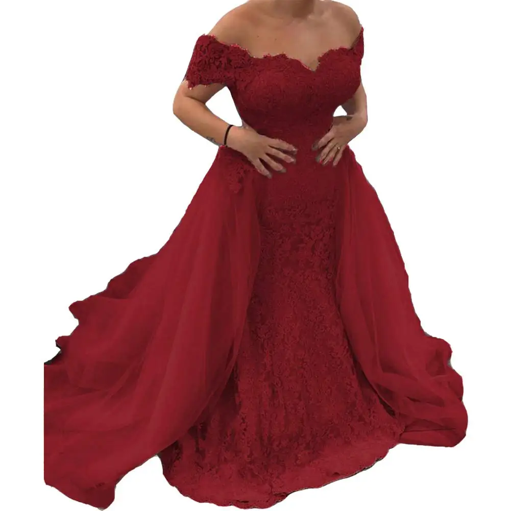 Бежевое розовое вечернее платье русалки с открытыми плечами со съемной юбкой Robe