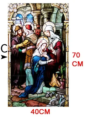 C 40cm by 70cm Декоративные самоклеющиеся матовый пятнистый Континентальный оконный фильм Распятие Иисуса/Христос Бог и Девы Марии - Цвет: C 40cm by 70cm