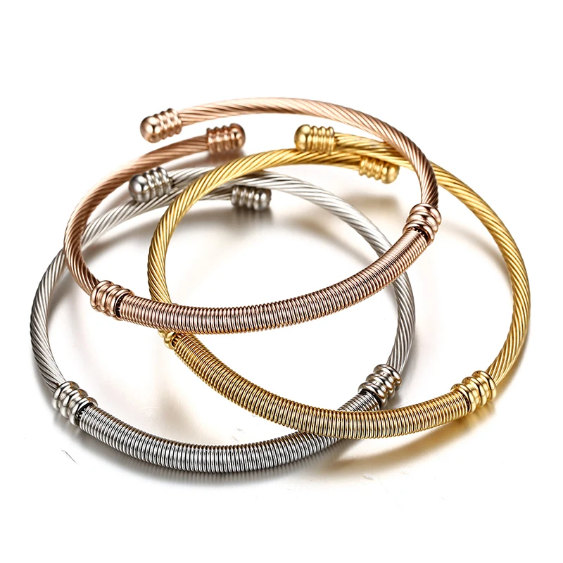 Vnox из нержавеющей стали тройной провод крученый браслет браслеты Набор для