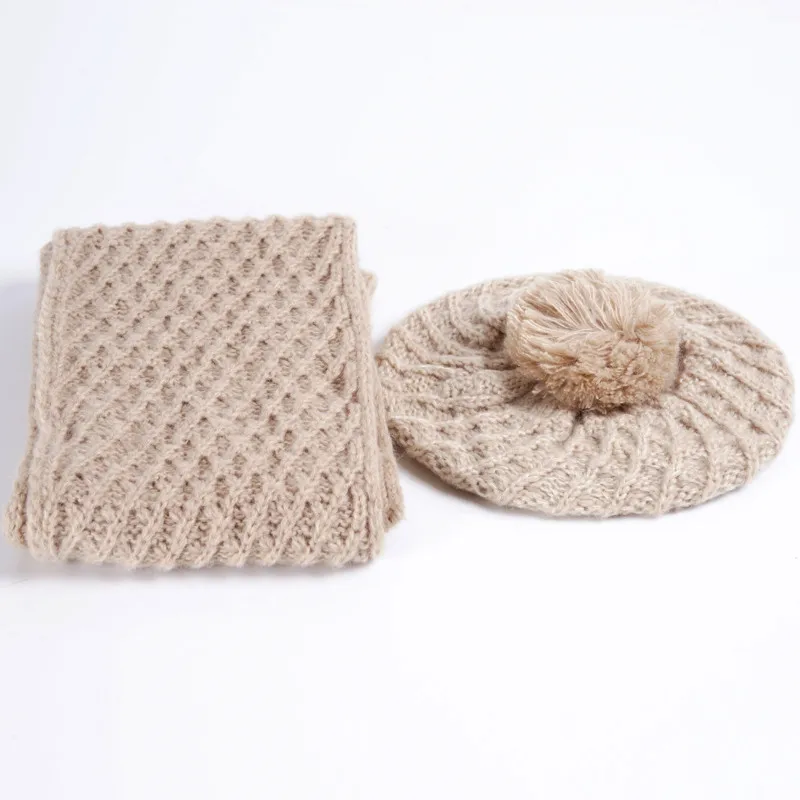 beige Charles Perra женские наборы шарф шапка осень зима новые вязаные шапки модные элегантные повседневные теплые береты стильные женские шапочки 2321 - Цвет: beige