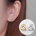 yiustar   Silver Pink   Triangle  Stud Earrings E047