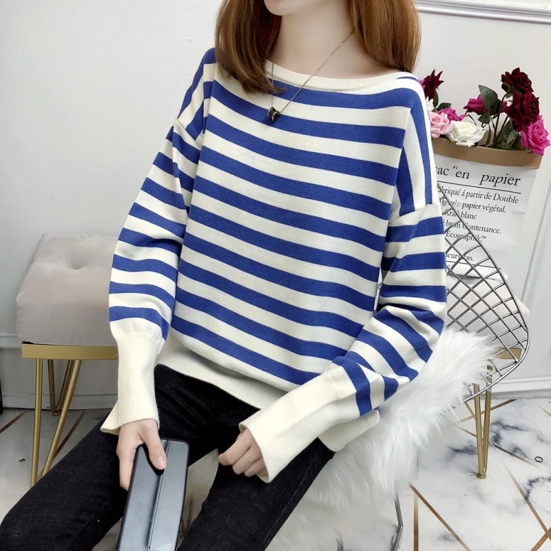 Женский свободный свитер в Корейском стиле Повседневный пуловер оверсайз с