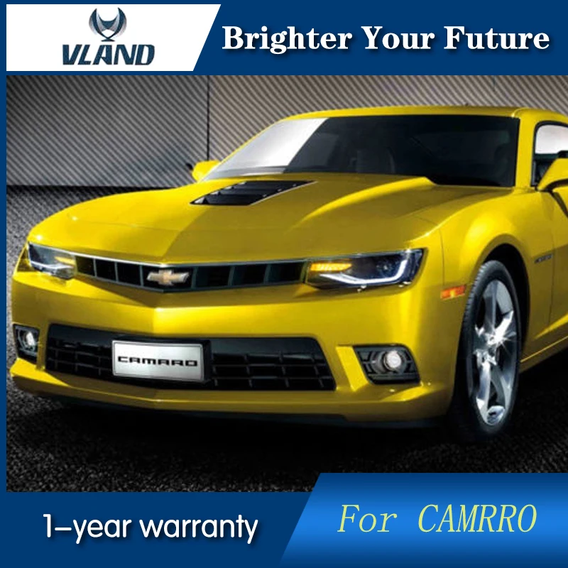 2 шт. передние фары для Chevrolet Camaro 2014 2015 г. СВЕТОДИОДНАЯ головная лампа с движущимся