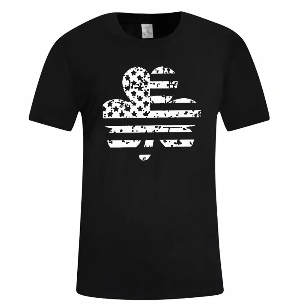 2019 новая Однотонная футболка мужские черные хлопковые футболки с четырехлистным